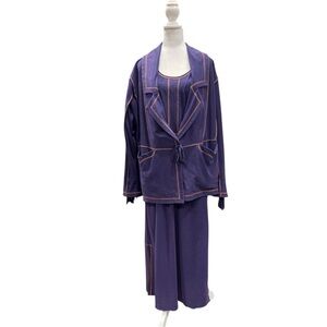 Vintage Purple Two-Piece Maxi Dress & Jacket Set | Contrast Stitch | Canada Made